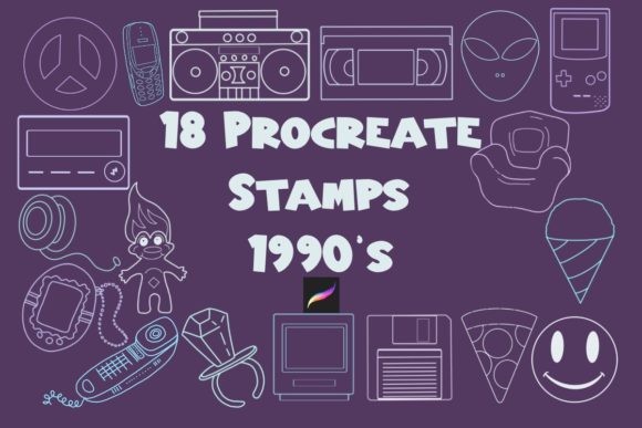 Digital Design Nostalgia: The 1990s Procreate Stamp Brush Set