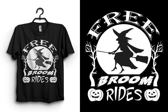 Free Broom Rides Halloween T-Shirt Design