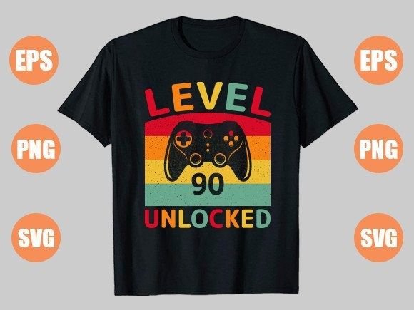 Level 90 Unlocked: The Gaming T-Shirt Design for Your Creative Ventures