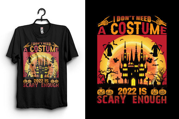 Scary Costume Halloween T-Shirt Design for Creative Printing