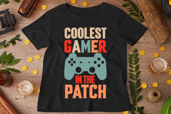 The Coolest Gamer in the Patch T-Shirt Design: Your Playground for Personalized Gear