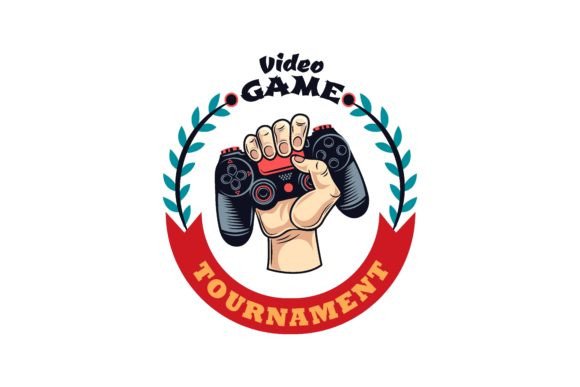 The Grasping Gamepad Badge: Vintage Gaming Vector Art